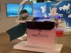 Modulo espositivo con modello di sistema ERS e pinna stabilizzatrice allo stand CMC Marine.