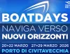 Locandina dell'evento BoatDays con slogan 'Naviga verso nuovi orizzonti' e date al Porto di Civitavecchia (marzo 2026)