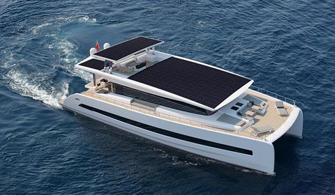 First stylish solar powered Silent 79 catamaran under construction in Italy