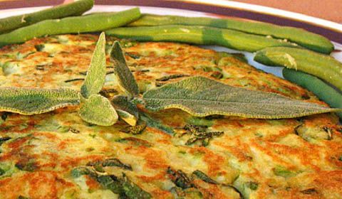 Tortino di patate e fagiolini alla ligure